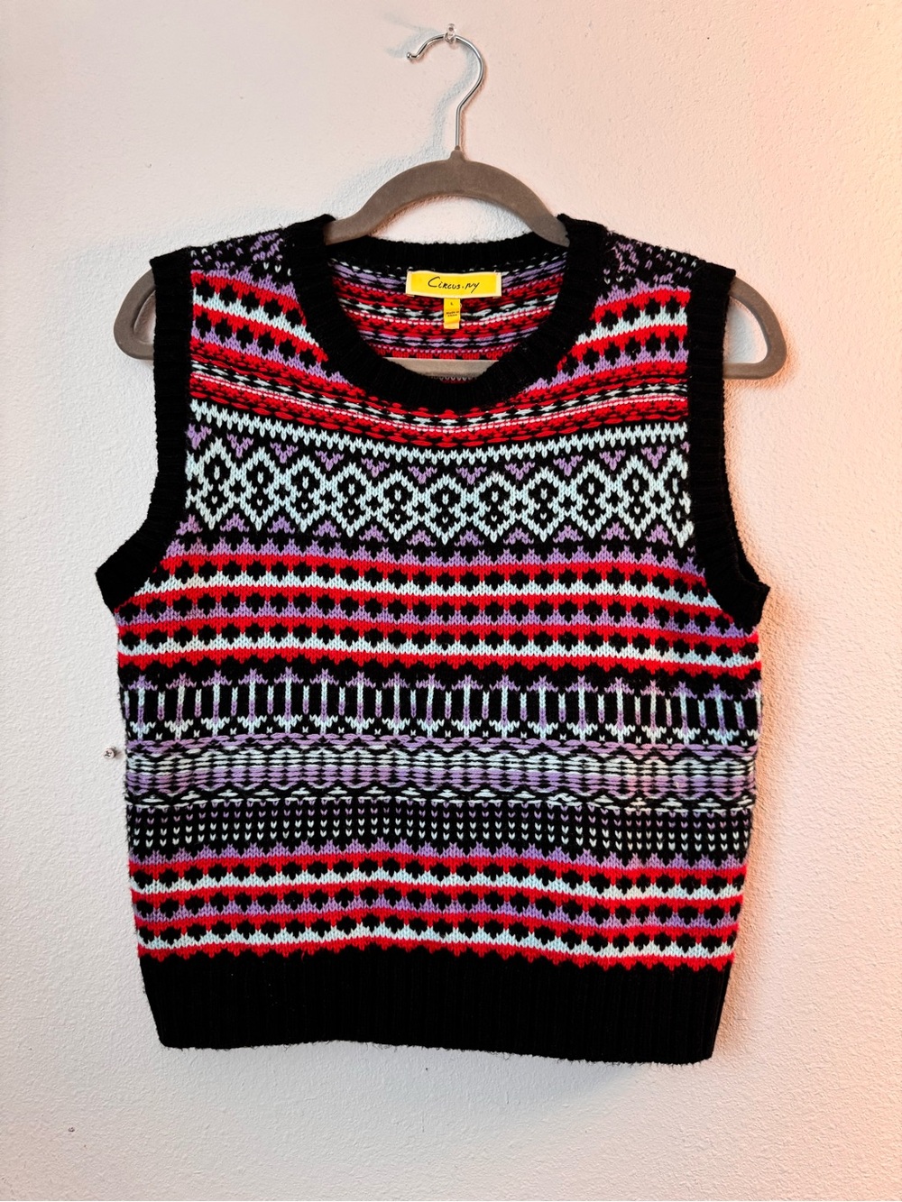 Circus NY Multicolor Geometric Knit Sweater Vest L